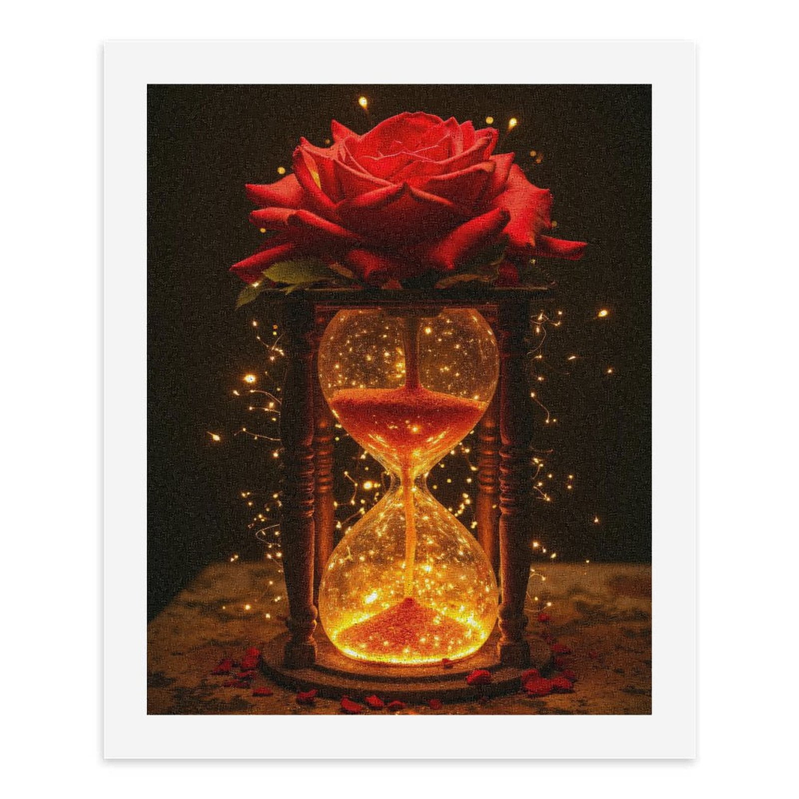 Paint By Numbers Kit for Adults Beginner - DIY Red Rose Illuminated Hourglass Canvas Painting Kits for Adults, Frameless Paint By Number for Adults for Home Wall Decor 16x20 Inch