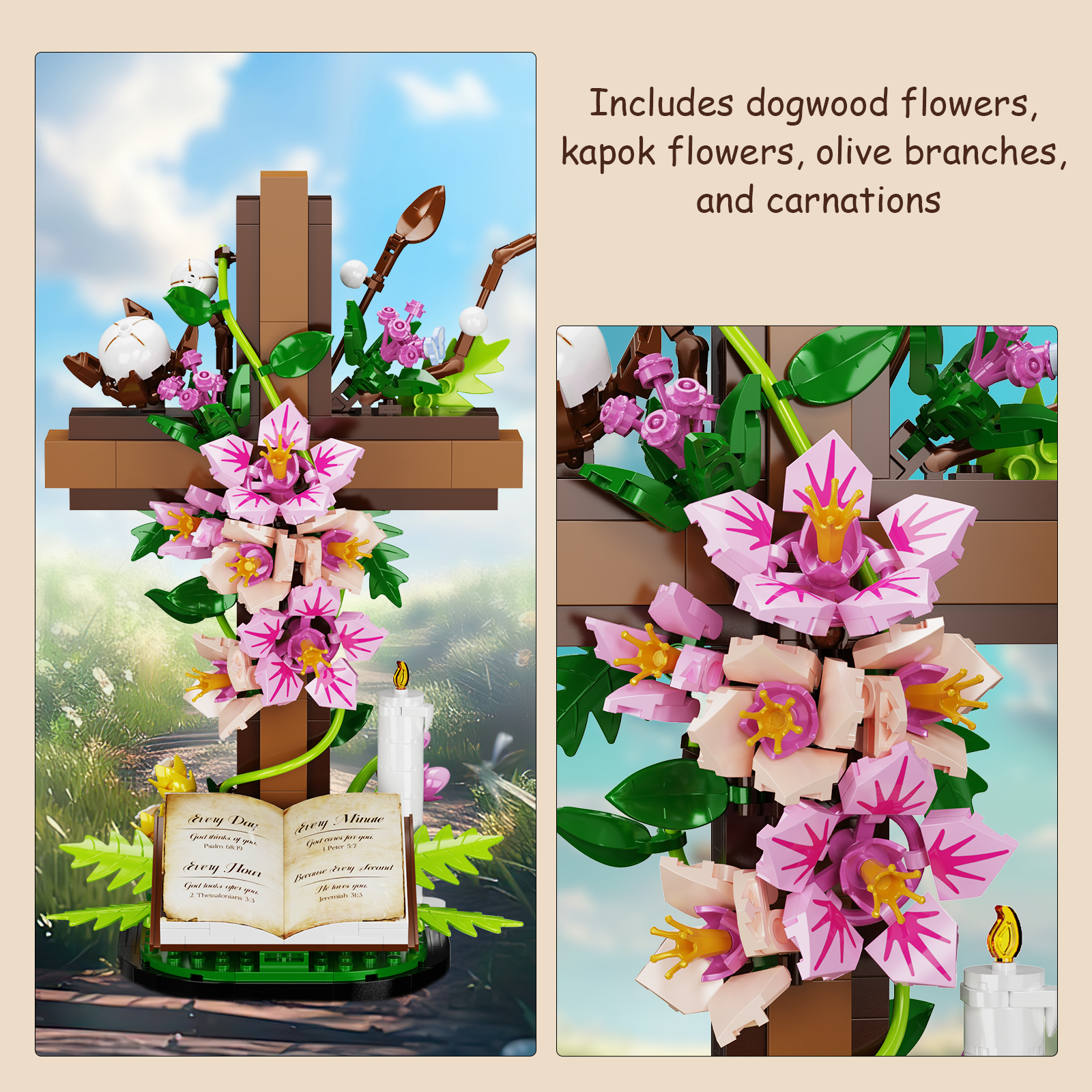 BuildingBoat Jesus Series Cross Flower Building Block Set photo 4