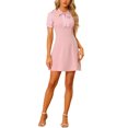 thumbnail image 2 of INSPIRE CHIC Robes Élégantes pour Femmes Col Noué Manches Courtes Bouffantes Robe de Travail TP Rose, 2 of 6