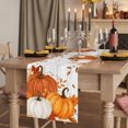 thumbnail image 2 of Orange White Pumpkins Fall Table Runner Thanksgiving Botanical Grey Wooden Tablerunners 13 x 60 Inch, Table Decorations Tabletop Scarf for Summer Gathering Holiday Farmhouse Kitchen Dining Decor, 2 of 8