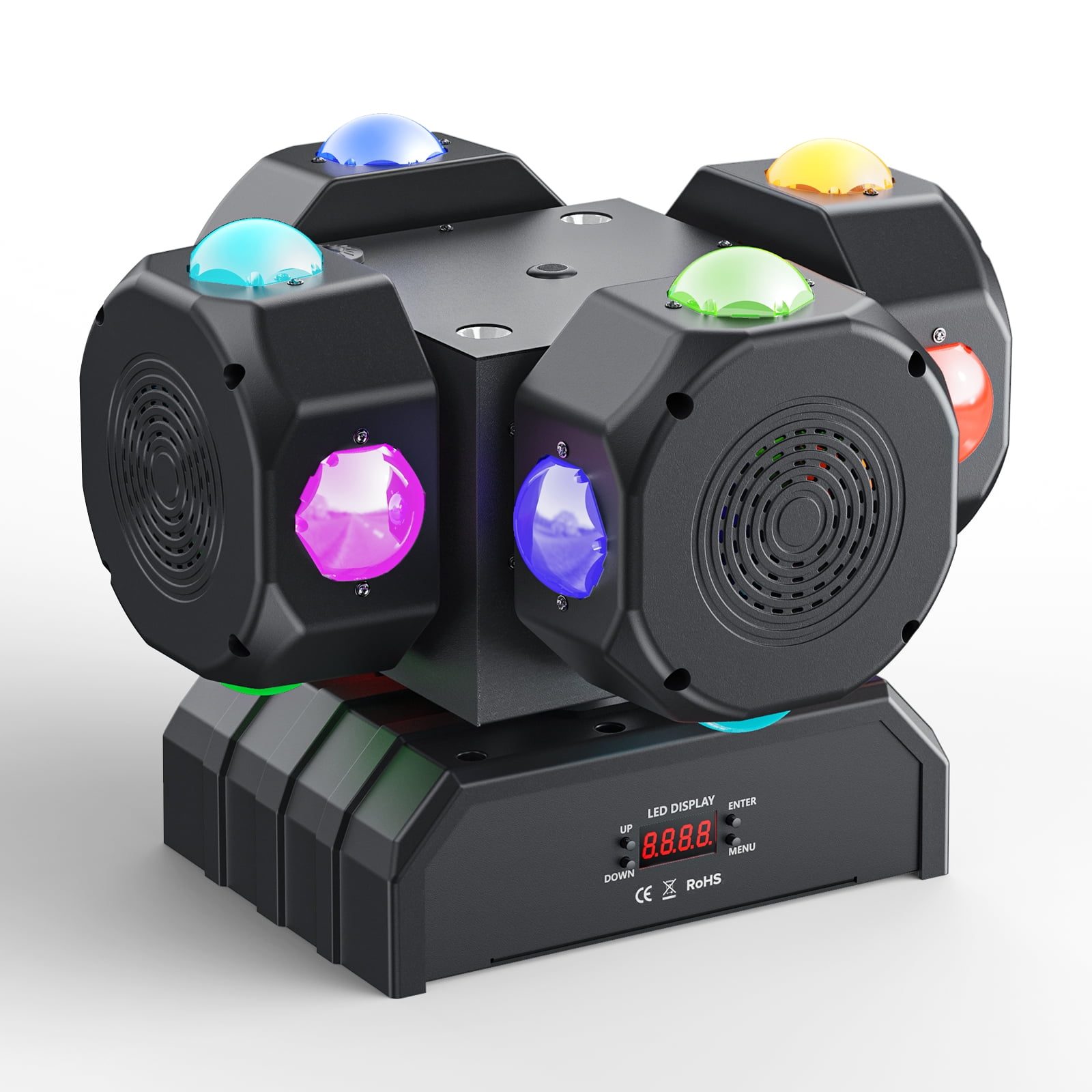 LED Moving Head Light, 2 Head Wind Turbine RGBW DJ Lighting