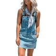 thumbnail image 2 of Robe Salopette Décontractée en Denim pour Femme à Bretelles Ajustables, Courte et Déchirée, 2 of 7