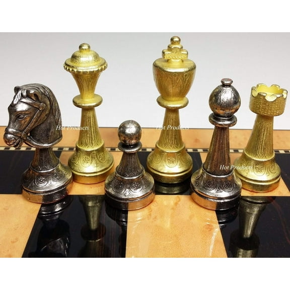 Italfama Brass Classic Metal Gold Silver Color Staunton Chess Men Set - NO BOARD