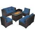 thumbnail image 4 of Gotland 8 Piece Outdoor Patio Furniture Set with 43“ Gas Fire Pit Table Patio Furniture Sectional Sofa Set (Navy Blue), 4 of 8