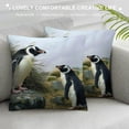 thumbnail image 3 of Orinice Penguins Rocks Grass Graphic Decorative Cushion Throw Pillow Cover for Home Sofa 1PC 18x18in, 3 of 5
