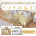 thumbnail image 2 of Sesslife Twin Size Floor Bed with High Fence & Door, Wood Twin Bed Frame with Salts and 21.5” Safety Guardrails, Twin Floor Bed for Boys Girls, No Box Spring Needed, Natural, 2 of 8