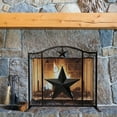 thumbnail image 6 of Single Panel Fireplace Screen Decorative with Rustic Black Star Detail - Stand Alone Fireplace Cover Metal Mesh Screen - Home Decor Firescreen for Cabin, Lodge, and Western Country Style, 6 of 7