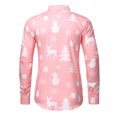 thumbnail image 4 of FAOWME Men's Christmas Shirt Long Sleeved Lapel Buttons Snowflake Reindeer Printed Fashion Comfortable Blouse Tops For Casual Daily Wear Pink L, 4 of 4