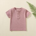 thumbnail image 4 of KPOPLK Kids Basic Shirt for 1-8 Years Summer Baby Boys Short Sleeve Solid Tee T-Shirt Size 2-3 Years,Pink, 4 of 6