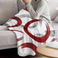thumbnail image 3 of Red Grey Blanket Soft Cozy Warm Throw Blanket for Couch, Plush Fuzzy Flannel Fleece Blankets for Sofa, Geometric Circle Modern Abstract Simple Art Bed Blankets Lightweight Gifts for Women, 50"x60", 3 of 9