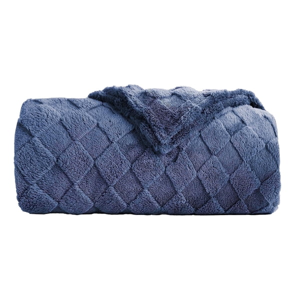 SUNNY HEAT Sherpa Blanket Twin Size 60"x80" All-Season Lightweight Ultra Soft Bed Blanket Couch, Bed, Sofa, Travel Use, Gift, Classic Blue