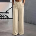 thumbnail image 6 of Zedker Wide Leg Pants for Women High Waisted Pants Solid Color Comfortable Pants Straight Leg Ankle Length Pant for Summer with Pockets Black L, 6 of 9