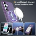 thumbnail image 4 of Asuwish Phone Case for Samsung Galaxy S24 FE 5G Tempered Glass Screen Protector Magnetic Folding Stand Frosted Translucent Rugged Shockproof Protective Cell Cover S 24 EF S24FE Women Men Deep Purple, 4 of 7