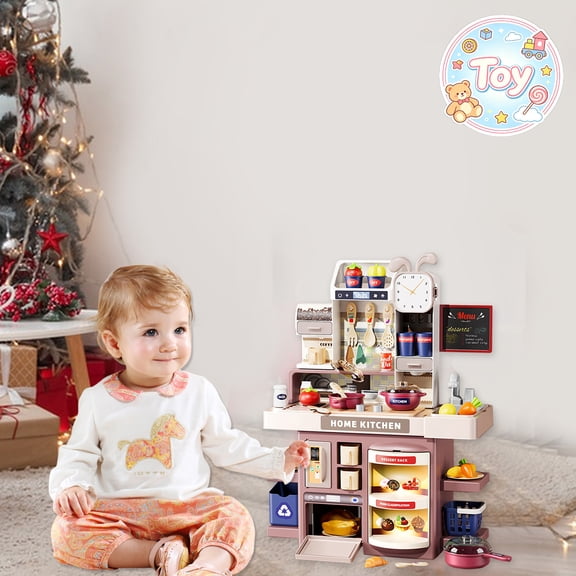 Pretend Play Toys, Large Simulation Home Kitchen Playset, Complete Cooking Accessory Kit, Multifunctional Role Play Station, Christmas Birthday Gifts, Toys for Toddler Baby Kids Boys Girls, Age 3 