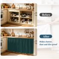 thumbnail image 4 of Pure Dark Green Cabinet Curtain 35"Wx35"L, Dustproof Under Sink Skirt with Self Adhesive Tape, Simple Solid Color Cabinet Curtain Cover for Kitchen Sink, Bathroom Vanity, Laundry Room, 4 of 9