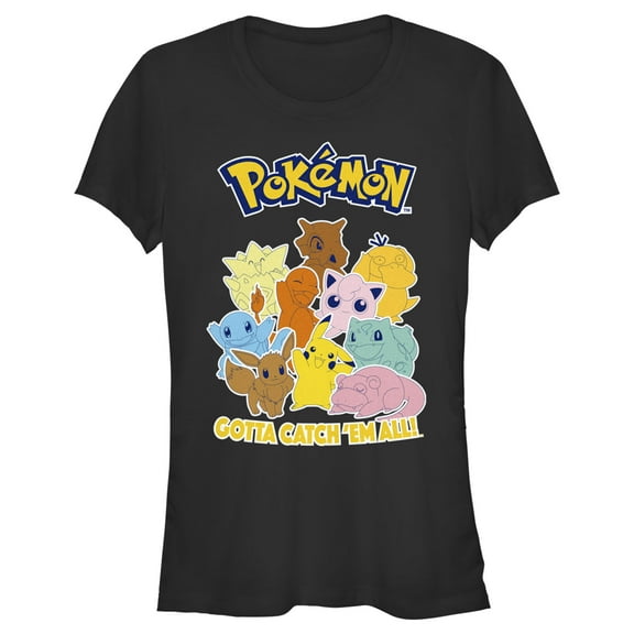 Junior's Pokemon Gotta Catch 'Em All Group  Graphic Tee Black Small