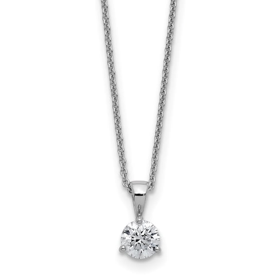 14k White Gold 1/2 carat Lab Grown Diamond VS/SI  G  Three Prong Complete 18 inch Solitare Pendant Necklace