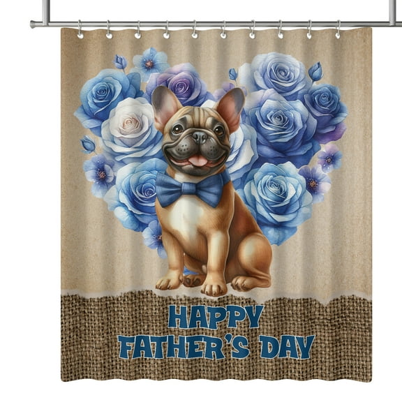 French Bulldog Proud Dad Happy Father's Day Shower Curtain Dog Lover Gifts Waterproof Bathroom Bathtub Curtain - 02008