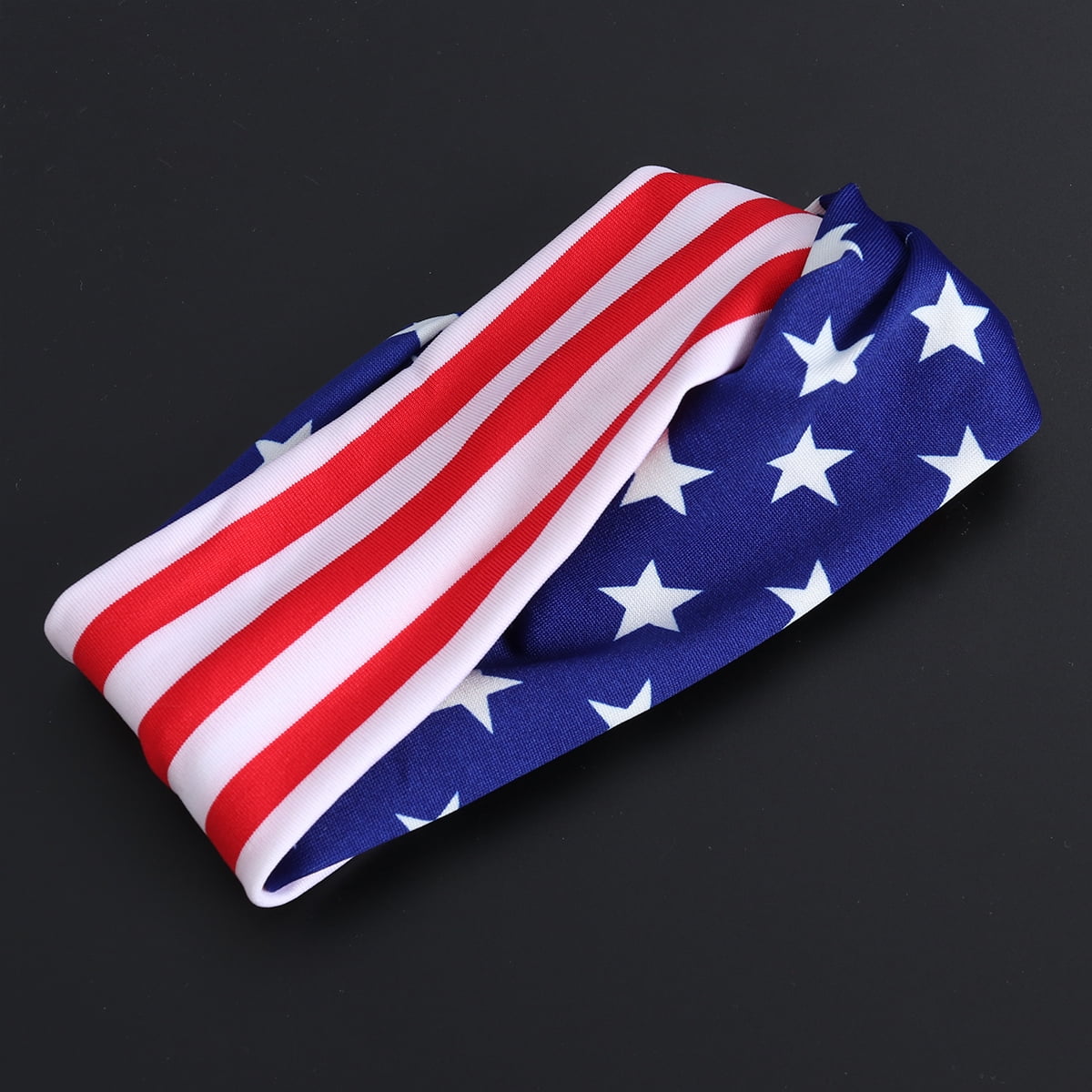 NICEXMAS 2Pcs America Flag Pattern Headbands USA Flag Elastic Head Wrap