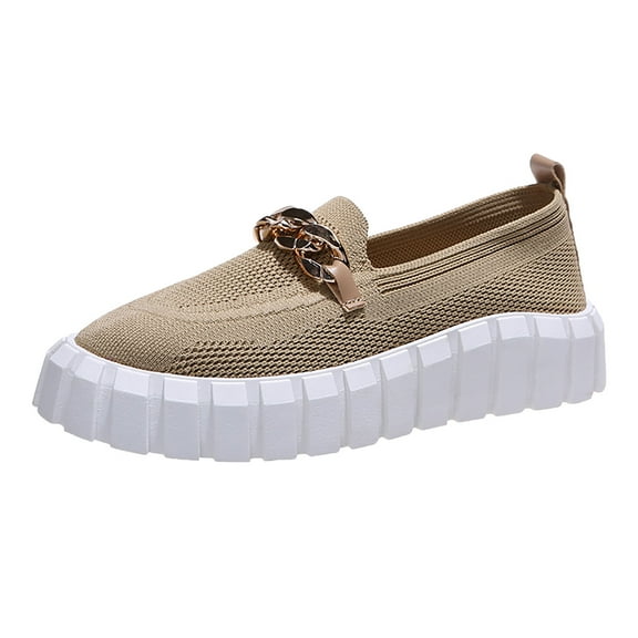 Fesfesfes Gym Shoes Women's Shoes Fashion Metal Decoration Comfortable Breathable Mesh ThickendBottom Casual Shoes US:9.5(43)