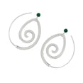 thumbnail image 2 of Pendientes redondos en espiral Qarigey colgantes de oreja con diamantes de imitación verdes plata, 2 of 6