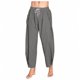 thumbnail image 1 of Pantalones largos para hombre, color liso, holgados, informales, con bolsillo, de lino, cintura elástica y cordón ajustable, de poliéster., 1 of 5