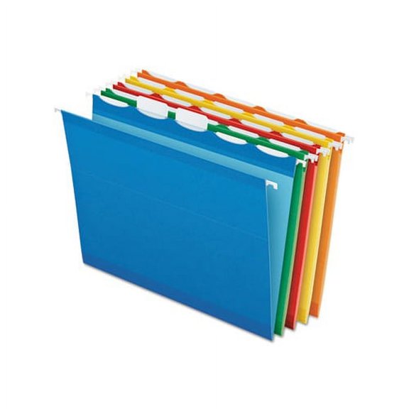 Ready-Tab Colored Reinforced Hanging Folders Letter Size, 1/5-Cut Tab, Assorted, 25/Box