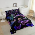 thumbnail image 3 of Erosebridal Pink Blue Butterfly Bedding Set Queen Chic Cute Animal Comforter Set, Sparkling Stars Bedding Comforter Sets Girly Pastel Gradient Duvet Sets, Teal Navy Neon Butterfly Quilted Comforter, 3 of 5