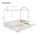thumbnail image 2 of Harper & Bright Designs Twin Size Wooden House Bed with Trundle and Roof, House Bunk Bed Can Be Decorated, White, 2 of 10