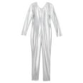 thumbnail image 4 of iiniim Girls Kids Shiny Metallic Unitard Leotard Long Sleeve Zipper Back Bodysuit, 4 of 7