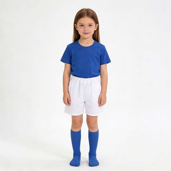 GiLiling Unisex Kids Soccer Jersey Set Short Sleeve Shirt and Shorts with Socks Soccer Outfit for Boys Girls (Blue, 7-8 Years)