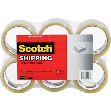 Scotch Lightweight Shipping/Packaging Tape, Clear, 6 / Pack (Quantity)