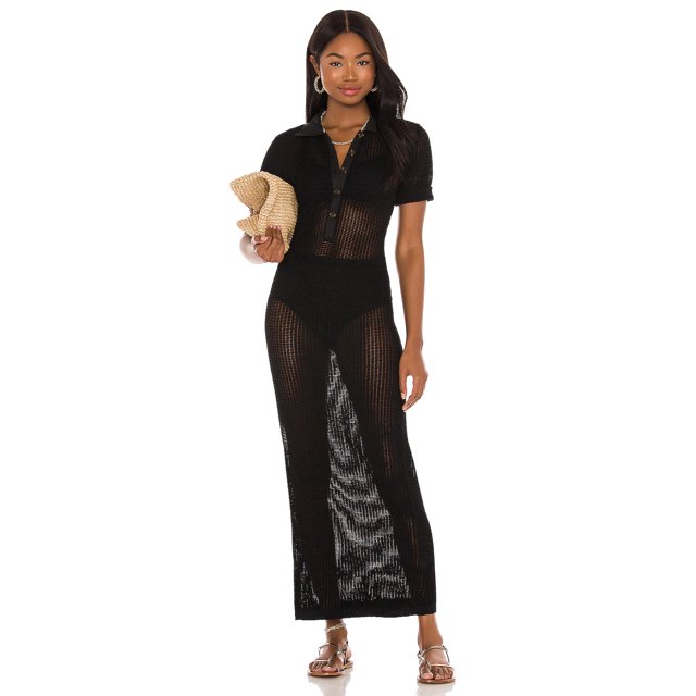 Solid & Striped The Leigh Robe Polo en Maille, Noir, Moyen