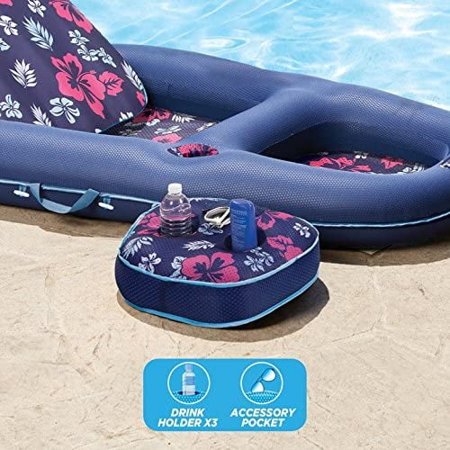 AQUA Campania Ultimate 2 in 1 Recliner & Tanner Pool Lounger with Adjustable Backrest and Caddy