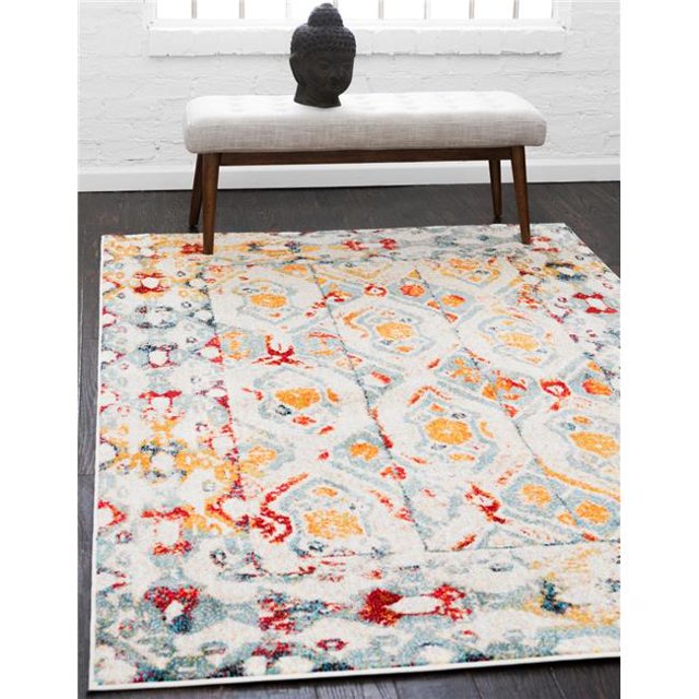 Unique Loom 3142342 8 x 10 Pi Piazza Rosso Tapis Rectangulaire&44; Couleur Multi