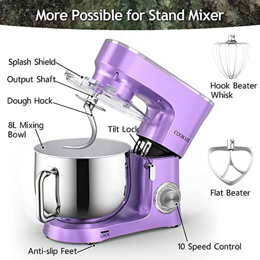 COOKLEE 6-IN-1 Stand Mixer, 9.5 Qt. Multifunctional Electric Kitchen Mixer  with 9 Accessories for Most Home Cooks, SM-1507BM, Ruby Red 