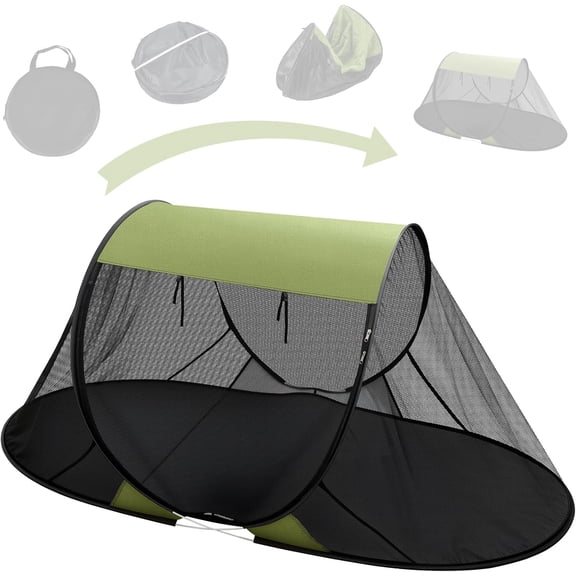 Pop-Up Mosquito Net Tent for Camping, Instant 1 Person Bug Screen Tent, Portable Foldable Mesh Shelter with Ground Stakes, Fits Camping Cot or Outdoor Bed for Camping Hiking and Travel