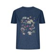 thumbnail image 1 of Camisetas de Verano de Mujer Pequeña Flor Impresa Cuello Redondo Manga Corta Superior, Verano Superior de las Mujeres, 1 of 8