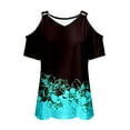 thumbnail image 4 of Aloohaidyvio Tops for Women ,Women Summer T-Shirt Cold Shoulder Pullover Blouse Short Sleeve Tops, 4 of 4