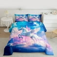 thumbnail image 2 of Homewish Fairy Tale Castle Queen Comforter Set,Cartoon Animal Unicorn Bedding Sets,Pink White Blue Bedding Comforter Set For Princess,Microfiber Bedroom Decor Reversible,3 Pieces, 2 of 8