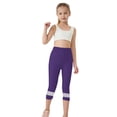 thumbnail image 5 of Ruyang Capri Leggings for Girls Lace Trim Stretchy High Waisted Yoga Cropped Tights Summer Kids Lightweight Dance Pants, 5 of 9