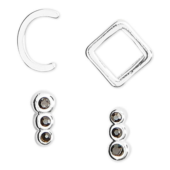 Lucky Brand Silver-Tone 4-Pc. Set Initial Mismatch Stud Earrings
