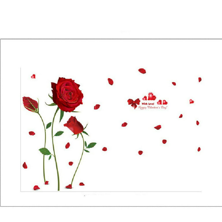 AnFigure Red Rose Flower Wall Stickers Rose Floral Wall Decals for Girls  Women Bedroom Living Room Wall Sticker Couples Romantic Valentines Day  Decor Wedding Party Wall Decal Sofa Backdrop Wall Decor 
