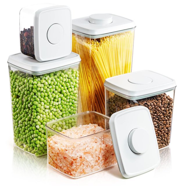 Recipientes de almacenamiento de alimentos Tourdeus con tapa desplegable, paquete de 5