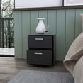 thumbnail image 5 of Myrtle 2 Drawers Nightstand, Black Engineered Wood Bedside Table with Metal Handles, 5 of 6