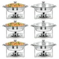 thumbnail image 1 of EDTara Ensemble de 2/4/6 Plats Ronds Anti-Frottement, Réchauffe-Buffets en Acier Inoxydable de 5 QT avec Couvercles en Verre, Porte-Carburant et Barquettes à Eau pour Traiteur et Mariages, 1 of 8