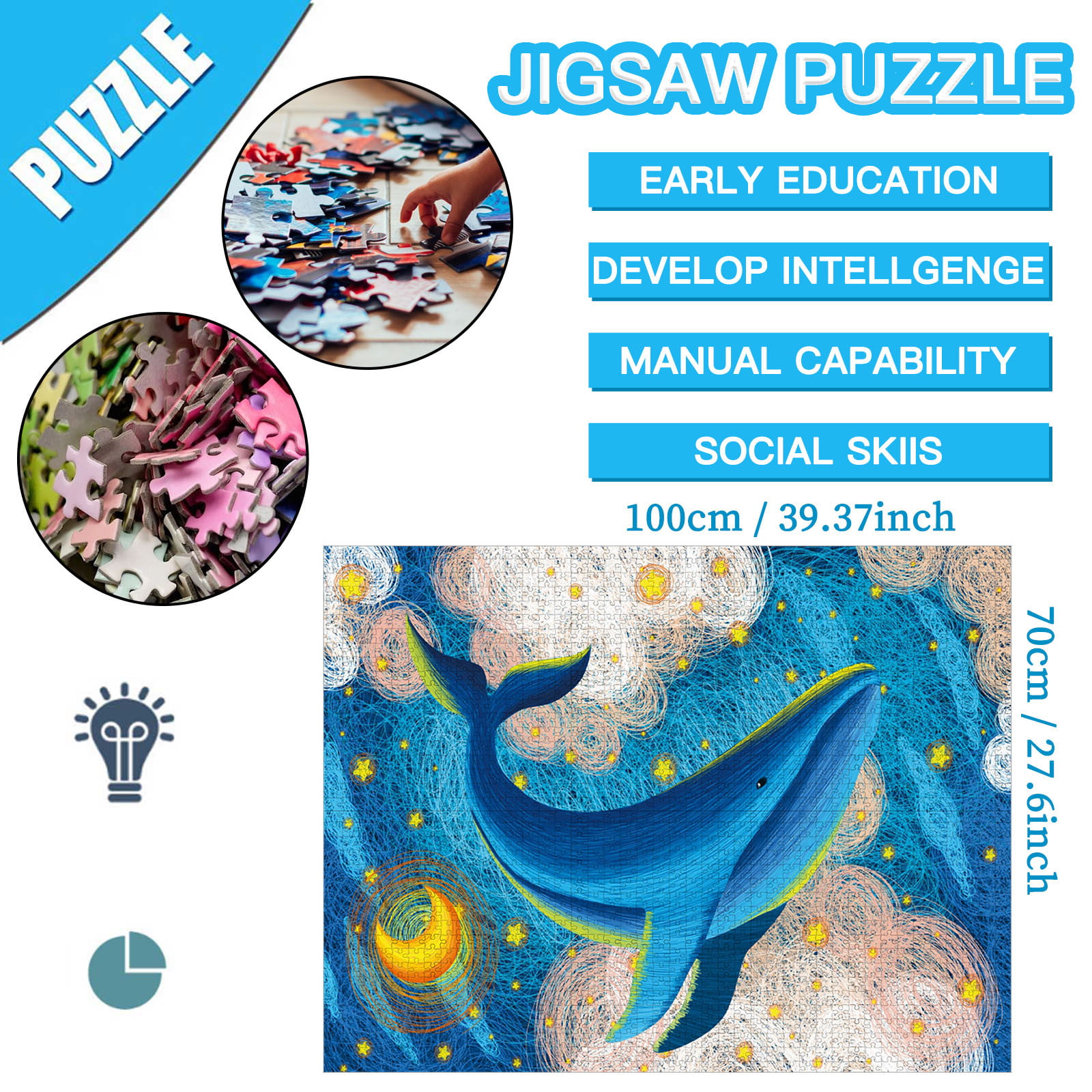 2000 Pieces Wooden Puzzles for Adults-Fish and Men-Puzzle Educational Family Game Mural Toys Gift for Adults Kids Teens Jigsaw Puzzles 