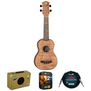 Luna UKE HTS EXM High Tide Exotic Mahogany Soprano Ukulele with Gigbag Bundle with Luna Portable 5w Ukulele Amplifier, 10ft Instrument Cable and 2 YR CPS Enhanced Protection Pack