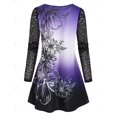 thumbnail image 2 of Más el tamaño de la manga de encaje floral Ombre Imprimir Tee Rosegal Mangas largas de talla grande, 2 of 5