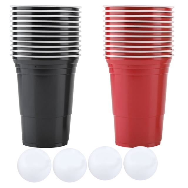 Juego de Beer Pong Juego para beber Beer Pong Vasos de Beer Pong 22 Vasos 4 Pelotas de Ping Pong Rojas y Negras